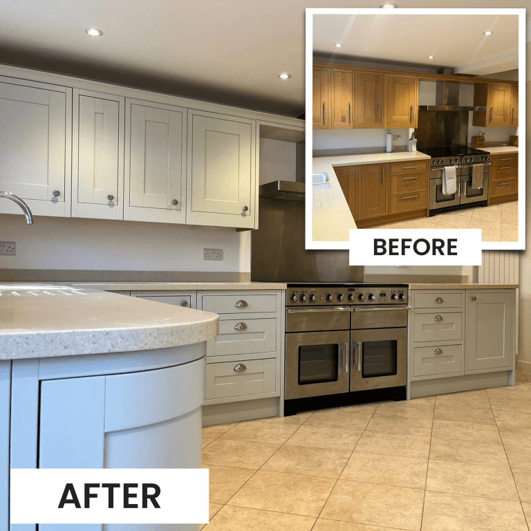 Painted modern grey kitchen cabinets in Sunderland home interior