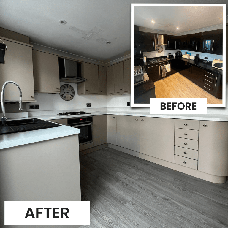 Kitchen respray project completed by Page Bespoke Painting Specialists Ltd in North East