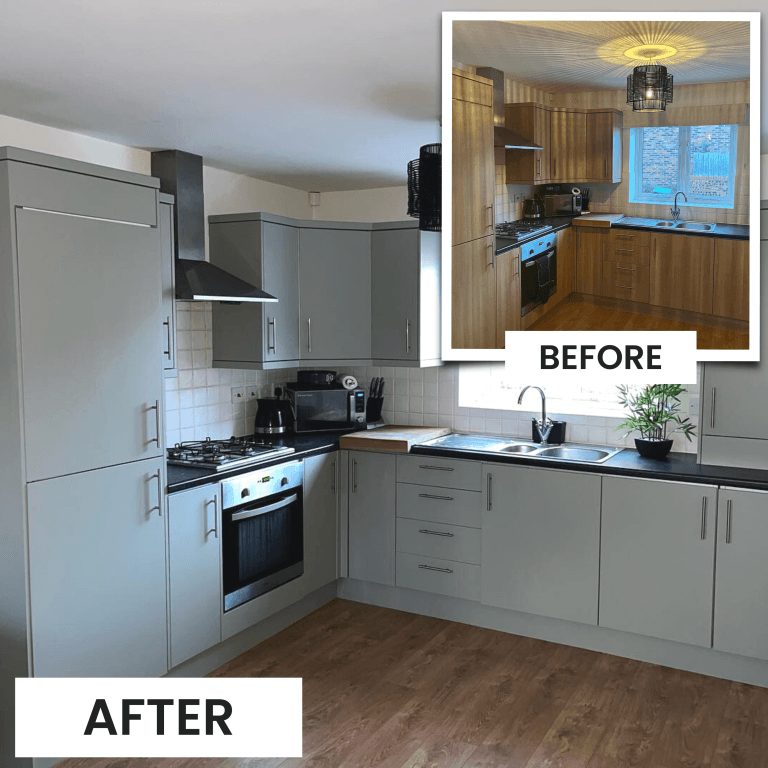 Painted kitchen cabinets with premium smooth finish in Newcastle
