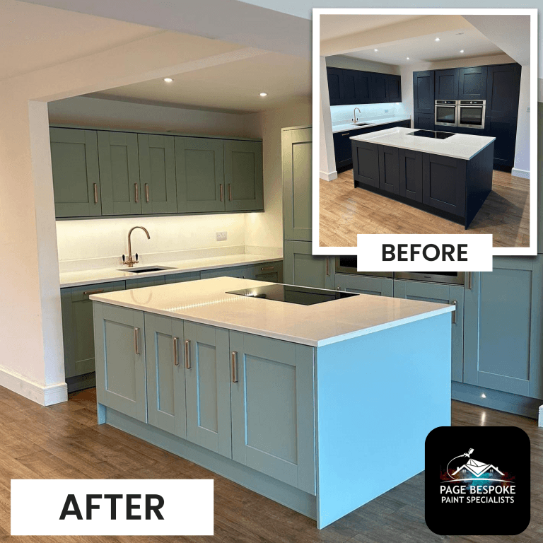 White gloss kitchen respray in North East home kitchen