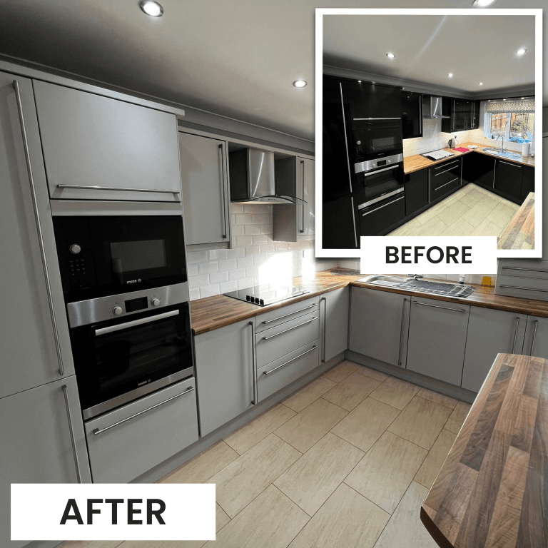 White kitchen cabinet respray in Sunderland home interior