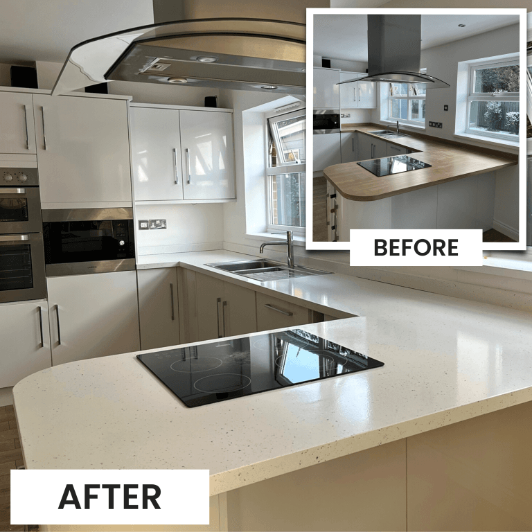 Kitchen respray with elegant matt finish in Newcastle by Page Bespoke Painting Specialists Ltd