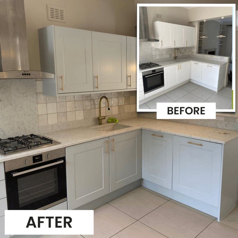 Kitchen spraying project with modern colour finish in Newcastle