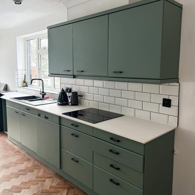 Modern grey kitchen respray after painting in Sunderland home